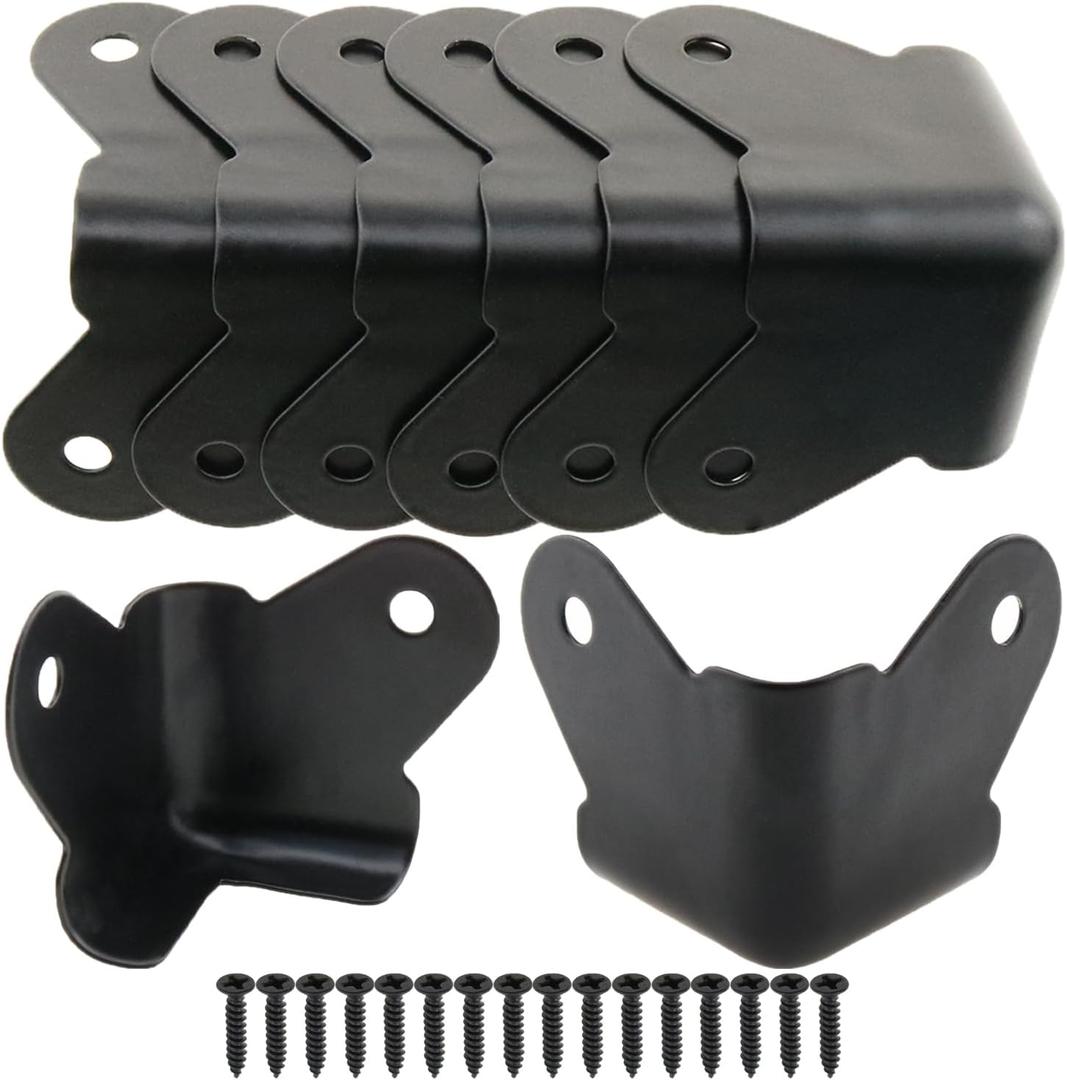 Heyous 8PCS Textured Steel, Edge Protection Box Corner Protector, Powder Coat Corner, Decorative Corner Protector, with Installation Screws, Black
