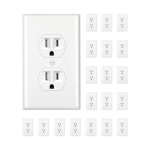 [20-Pack] DEWENWILS Duplex Receptacle Outlet, 15Amp/125V, Tamper Resistant, Wall Plates Included, UL Listed, Standard Wall Outlet, White