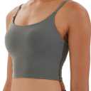 Women's Strappy Stretch Sports Bra Longline Yoga Tank Top Fitness Bra Workout Camisole Crop Tops for Teen Girl (Olive Green) XXL