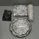 Kochorie 144 Pieces Black Floral Paper Plates and Napkins Party Supplies, Black and White Flower Tableware Set Include Vintage Scalloped Plates Napkins Cups Forks for Wedding Birthday Tea Party