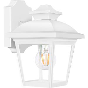 FUDESY Outdoor Wall Lantern, Exterior Waterproof Porch Light, Plastic Material Wall Sconce Light Fixture for Front Door, Garage, Patio, White, FDS746E26W (Bulb Included) (No Sensor)
