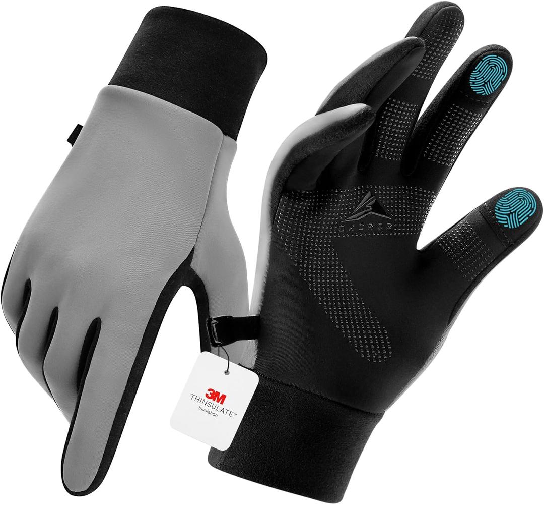 GXCROR Winter Gloves with Windproof & 3M Thermal Insulation, Touchscreen & Anti-Slip, Ideal for Running, Cycling, Hiking, Driving, and Outdoor Activities (Gray)