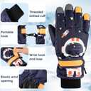 Kids Ski Snow Gloves Waterproof Winter Cold Weather Windproof Warm Snowboard Sport Mittens for Boys Girls (Blue, M)