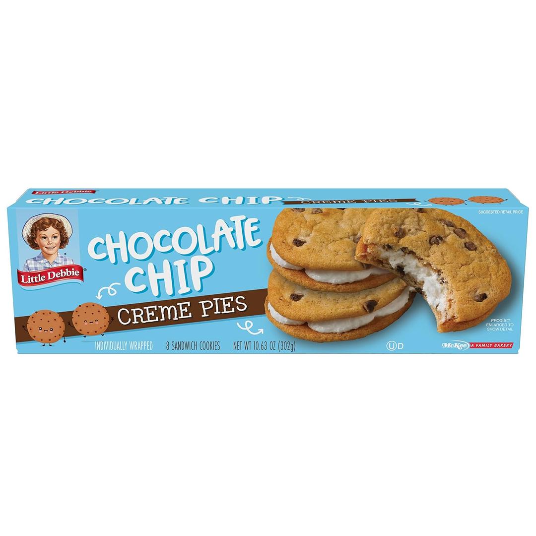 3 x Little Debbie Chocolate Chip Creme Pies, 8 Individually Wrapped Sandwich Cookies, 10.63 OZ Box< 01/29/2026