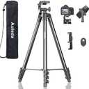 60 Camera Tripod Lightweight Travel Tripod Stand Compatible with Canon Nikon DSLR Cameras with Wireless Remote Phone Holder and Bag Max Load 6.6 LB Black