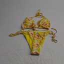 Bikinis Swimsuit Set for Women Swimwear Triangle Bathing Suit Tie String Thong (Large, Yellow)