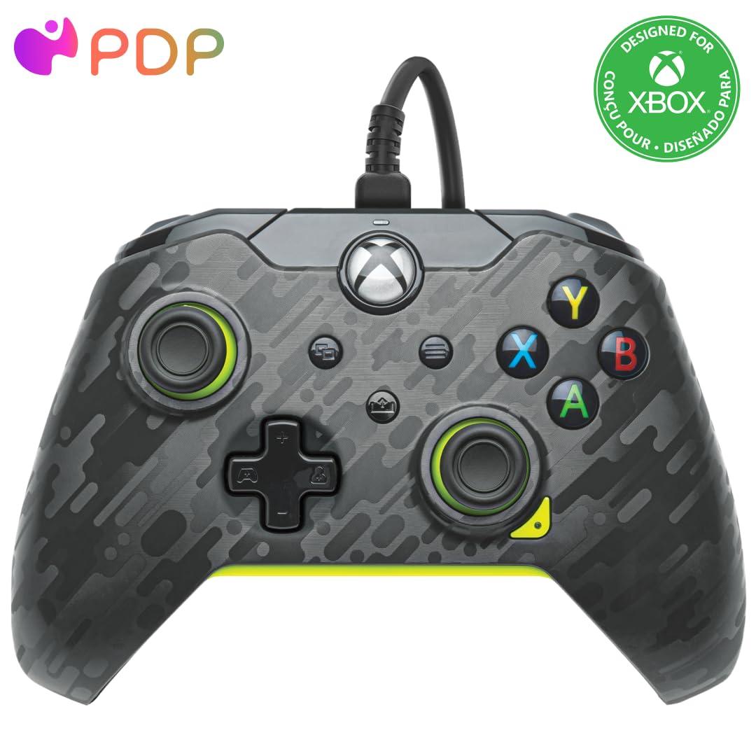 PDP Wired Xbox Gaming Controller: Gamepad Licensed for Xbox Series X|S, Xbox One, PC, Audio Controls, 8ft Cable, 3.5mm jack, Mappable Buttons/Triggers, Companion App: Electric Carbon Grey/Yellow