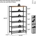 HOMEFORT Shoe Rack 6-Tier, Shoe Storage Shelf, Industrial Shoe Tower, Narrow Shoe Organizer for Closet Entryway, Small Shoe Rack Table with Durable Metal Shelves, Rustic Brown