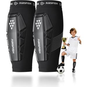Soccer Shin Guards Kids Youth, Ski Shin Protector for Boys Girls Men Women, Shin Pads Defender, Lightweight Calf Protective Gear, Breathable (Small (7.5"-9"), Black)
