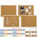 Lyellfe 4 Pack Cork Bulletin Boards, 15.7 x 12 Inch Thick Cork Tiles with Frame Push Pin Hanging Rope, Double Side Rectangle Message Notice Board for Office School Home Decor