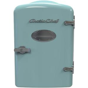 ARCTIC CHEF Compact refrigerators Multi Colors, Office Product, small meal cool, Beverage, Drinks (Blue) (6 Can)