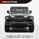Front Grill Compatible with 2018-2026 Jeep Wrangler JL JLU & 2020+ Gladiator JT, Shark Grille w/DRL and Turn Signal Lights, Matte Black