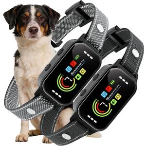 Dog Bark Collar 2 Pack, Auto Anti Barking Collar for Large Medium Small Dogs 11-120lbs, 7 Sensitivity Levels, 5 Safe Training Modes, Humane Bark Training Collar