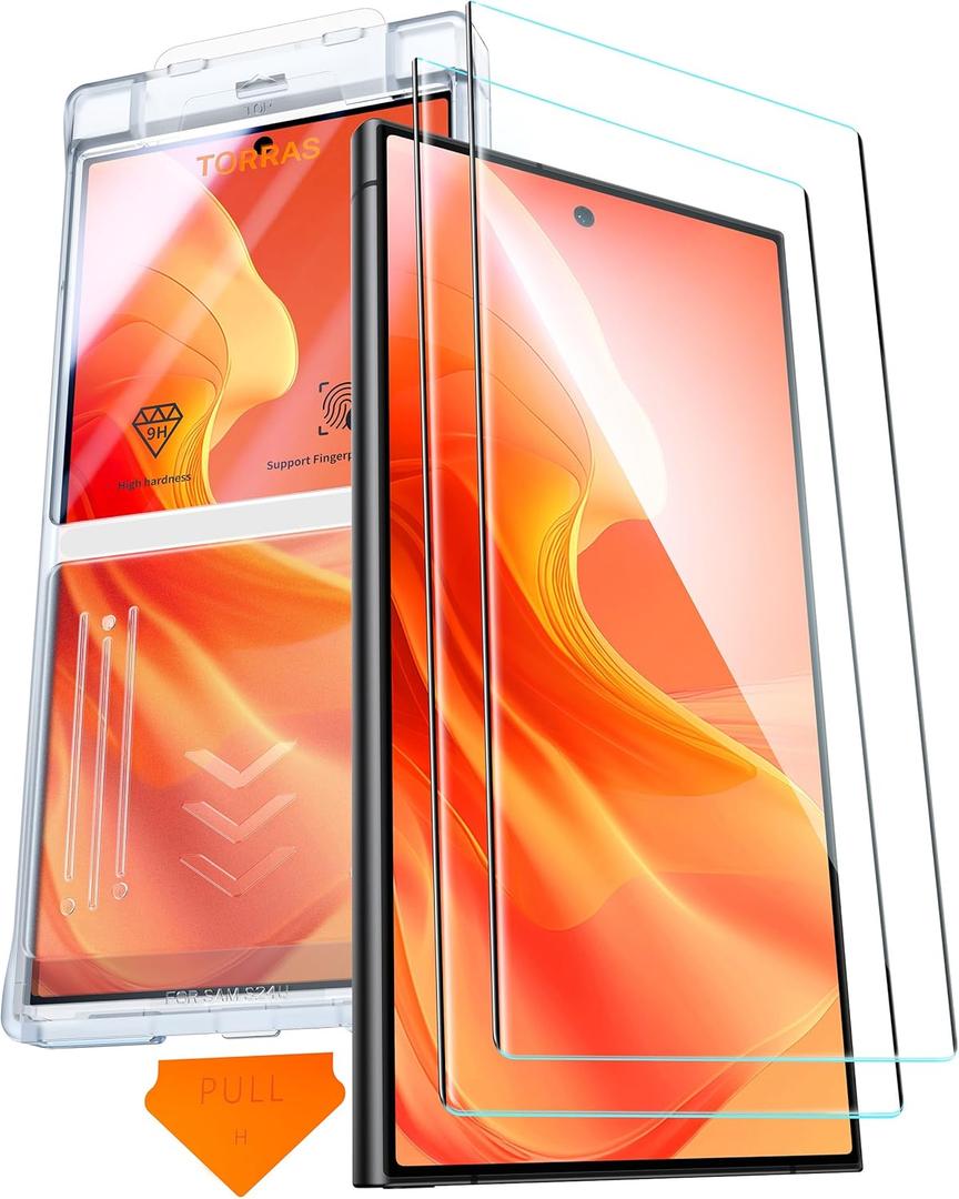 TORRAS Top-Notch Aerospace Glass for Samsung Galaxy S24 Ultra Screen Protector [12Ft Military-Grade Shatterproof] Anti-Scratch Tempered Glass Full Coverage Fit Screen Protector S24 Ultra 6.8" 2-Pack