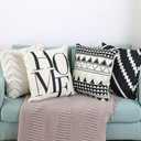 Set of 4Throw Pillow Covers Decorative 20x20 Inch for Couch, Large Black and White Square Outdoor Accent Pillows Cover Case for Bed Cushion and Living Room Farmhouse Decoration (Black0150)