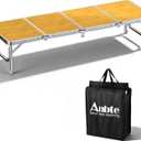 Anbte 4ft Low Folding Picnic Table, Thicker Aluminum Small Camping Table with Storage Bag, Portable Handle, Lightweight, for Camping Beach Party Picnic Floor,45.67" x 15.7" x 10.3", Yellow
