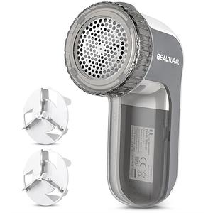 BEAUTURAL Fabric Shaver and Lint Remover, Sweater Defuzzer with 2Speeds, 2 Replaceable Stainless Steel Blades, Battery Operated, Remove Clothes Fuzz, Lint Balls, Pills, Bobbles Gray