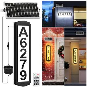 T-SUN Solar House Numbers for Outside Light up, Solar Address Sign - IP65 Waterproof Numbers for Address on House with 3 Lightings | Illuminated Lighted Address Markers Home Front Porch