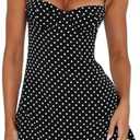 Sexy Polka Dot Dress for Women Butterfly Collar Open Back A Line Sleeveless Mini Cami Dress for Clubwear Party M