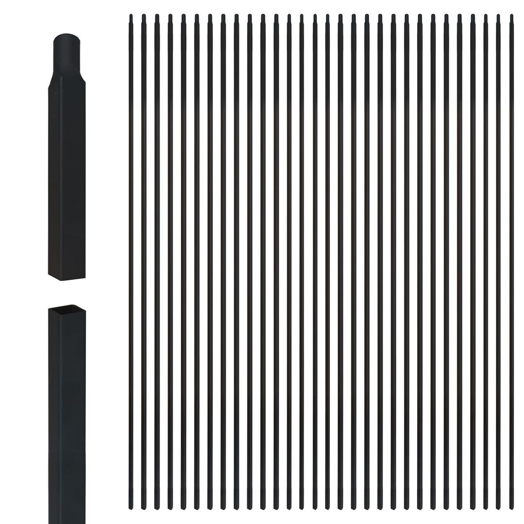 30 Pcs Wrought Iron Stair Balusters,1/2" x 44" Straight Hollow Iron Balusters for Staircase Indoor, Matte Black Metal Railing