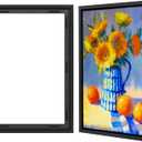 Americanflat 16x24 Canvas Floating Frame with Adhesive Strips Included - Vertical and Horizontal Floating Frame for Artwork - Canvas Frames for Wall Display - Black