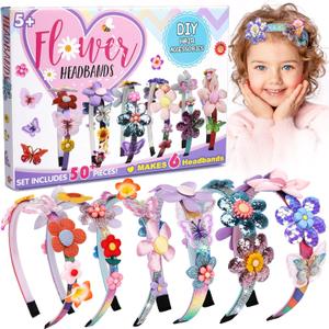 Gifts for 6 Year Old Girls: Craft Kits for Kids 6-12 | Fashion Girl Hair Accessories Making Set | That Allows Girls to Make Their Own Unique DIY Flower Hair Accessories (Flower)