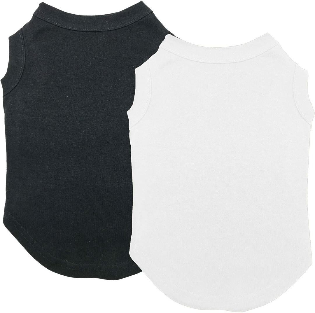 Chol&Vivi Dog Clothes Shirts, 2pcs Shirt for Large Size Dog, Blank Pet Cotton Sleeveless Apparel Soft and Lightweight, Tank Top for All Breeds, Black and White, XX-Large (XXL (25" Chest))