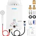 Kohree Tankless Water Heater Propane, 6L 1.58 GPM Portable Tankless Water Heater with Handle, On Demand Instant Hot Water Heater with Overheating Protection, for RV Camping, Outdoor Shower, White