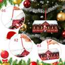 2 x Roowest 2 Pcs Christmas Tree Ornaments 2025 Wooden Reindeer Stable Hanging Decor Farmhouse Christmas Deer Tree Decor Rustic Xmas Santa Holiday Party Gift for Fireplace Wall Door (Red,Snata)