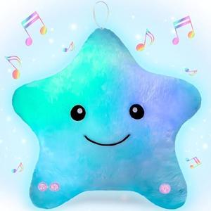 Subao Sensory Toys for Kids with Autism,14" Soft Toddler Pillow With Light &Music,Plush Star Night Light,Light Up Adhd Autism Sensory Products,Birthday Xmas Easter Gifts for Boys 3 4 5 6 7 8 9 10 Blue
