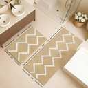 DEXDE Bathroom Rugs 30x20, Extra Soft Absorbent Microfiber Bath Rugs, Non Slip Quick Dry Rubber Backing Machine Washable Bath Mats for Bathroom Floor, Shower, Home Decor Accessories, Beige