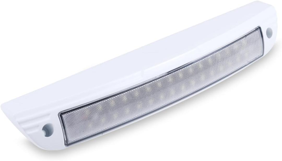 12.3 Inch RV LED Exterior Light Fixture, 6000K Cool White Flood Beam LED Porch Outdoor Utility Light, 12V/24V DC Work Scene Lighting for Truck/Camper/Boat/Trailer, White Finish, 1-Pack