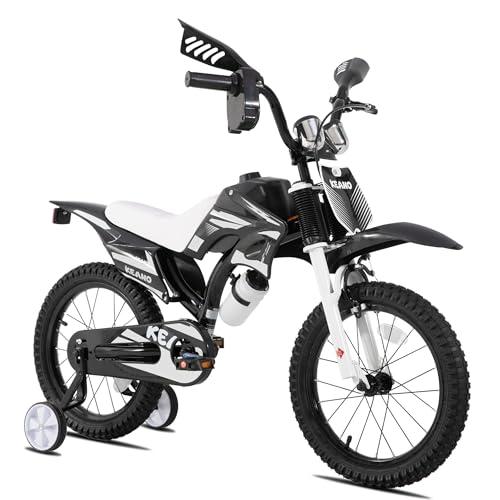 KEANO 16" Motocross Kids Bike for 4-7 Yrs Training Wheels, Black