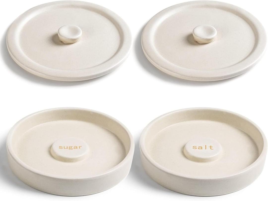 Ceramic Margarita Salt Rimmer with Lid Set of 2 Home Bar Accessories for Seasoning - Rimmers for Drinks - Bartender Kit Tools - Bar Decor Sugar Salt Rimmer Plate Hand Make