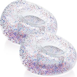Realspring Inflatable Bean Bag Chair for Adult Bean Bag Sofa Chair Blow up Inflatable Furniture for Outdoor Living Room Bedroom Balcony Travel Party Gift Accessories(Colorful Glitter,2 Pcs)