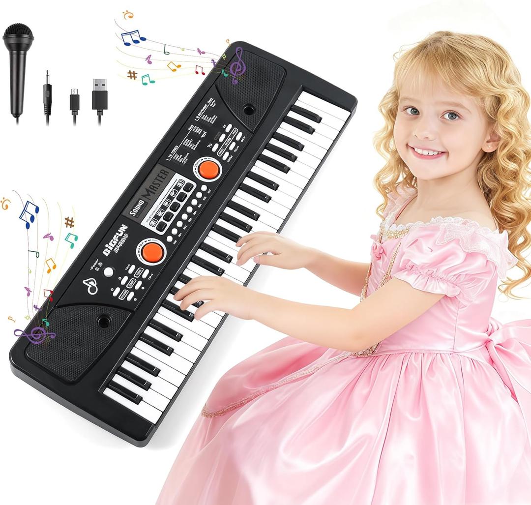Kids Piano Keyboard, 49 Key Electric Piano Musical Learning Toy for Beginners with Microphone, Music Toys Birthday Xmas Gifts for Kids Toddlers 3-12 Years Old
