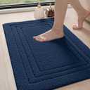 DEXI Bathroom Rug 32x20, Ultra Soft Absorbent Bath Mats for Bathroom, Shower Floor Bathmat Non Slip, Washable Bath Rugs Carpet for Tub, Sink, Navy (1'8" x 2'8" (Rectangular))