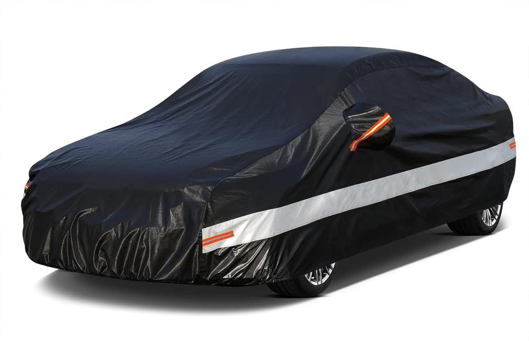 Car Cover Waterproof All Weather for Automobiles,100% Waterproof Outdoor Car Covers Rain Snow UV Dust Protection, 15x5ft
