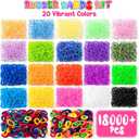 Sundaymot 18000+ Rubber Loom Bands Kit, Loom Bracelet Making Kit for Girl, with Canvas Bag, Charms Beads, DIY Art Craft Set, Rubber Band Bracelet Kit Creative Birthday Gifts for Girls and Boys, small