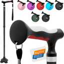 BigAlex Lightweight Collapsible Walking Cane with Soft Comfortable TPR Handle for Seniors and Elderly Adults, Larger Handle for Comfort, Adjustable Support Stick, Portable Travel Aid for Men & Women (Black-Red)