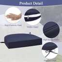 U'Artlines Outdoor Chair Cushions Set of 2, Waterproof Round Corner Seat Cushions, Patio Chair Cushions for Outdoor Furniture,Seat Cushions with Ties for Patio Garden Dining 19"x19"x3.15" Navy Blue