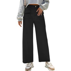 Dokotoo Womens Cargo Pants Women Baggy Wide Leg High Waist Casual Pants Jean Stretch Pants (12)