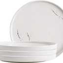 Ceramic Appetizer & Dessert Plates, 8-Inch Round Serving Plates (4-Pack, White Flowers)