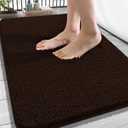 OLANLY Bathroom Rugs 34x21, Extra Soft Absorbent Chenille Bath Rugs, Rubber Backing Quick Dry, Machine Washable Bath Mats for Bathroom Floor, Tub and Shower, Home Decor Accessories, Brown