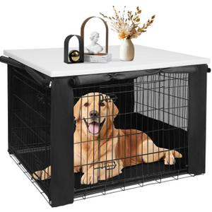 Rockever Dog Crate Cover with Tabletop for 42 Inch Dog Cage, Heavy Duty Dog Kennel Cover, Waterproof UV-Resistant Polyester Pet Kennel Cover (Crate Not Include) Rockever Dog Crate Cover with Tabletop for 42 Inch Dog Cage, Heavy Duty Dog Kennel Cover, Waterproof UV-Resistant Polyester Pet Kennel Cover (Crate Not Include)