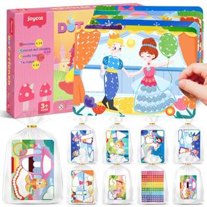 JoyCat 24 Pack Princess Dot Art Party Favors, 4800+ Dot Stickers, Ages 3-8