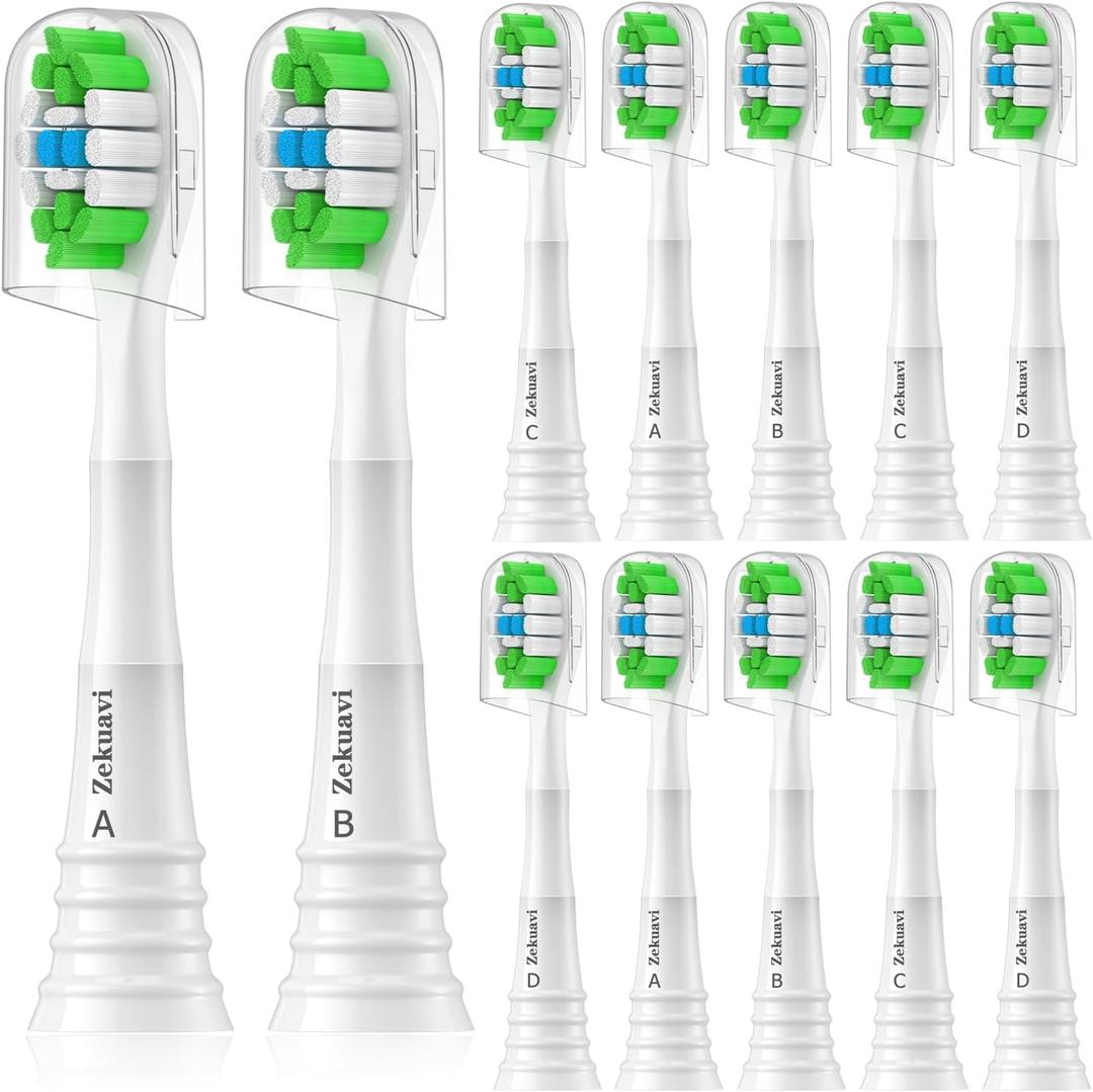 Replacement Heads Compatible with Phillips Sonicare Electric Toothbrush, Toothbrush Replacement Brush Head Fits for Philips Sonicare Protective Expert Daily 4100 1100 5100 6100, 12 Pack, White