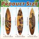Yousoontic 3 Pcs Carved Surfboard Wall Decor 23.6" x 5.2" Large Wooden Beach Turtles Hibiscus Octopus Surfboard Summer Hawaiian Tropical Surf Boards Decor for Wall Room Bedroom Party Beach Art