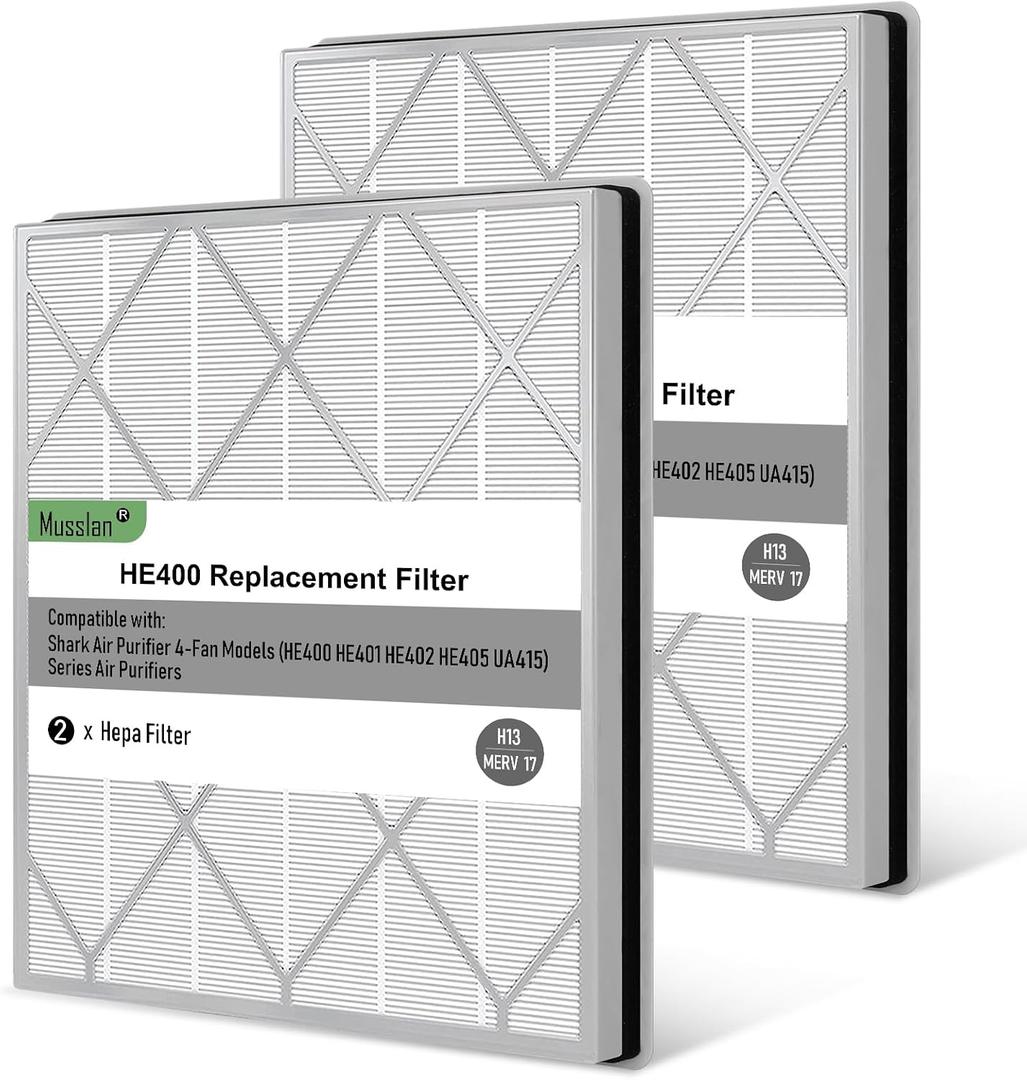 HE401 Replacement Filter for Shark Air Purifier 4 Model, HE401 HE402 HE405 HE400 3-Stage Filtration System of H13 True HEPA and Activated Carbon Pre-Filter, 2 Pack