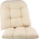 Klear Vu Saturn Non-Slip Seat Cushion, Assembled in The USA, Button-Tufted Pillow for Dining, Office, or Rocking Chair, Durable Fabric Cover, 18" x 20" x 3", Set of 2, Natural